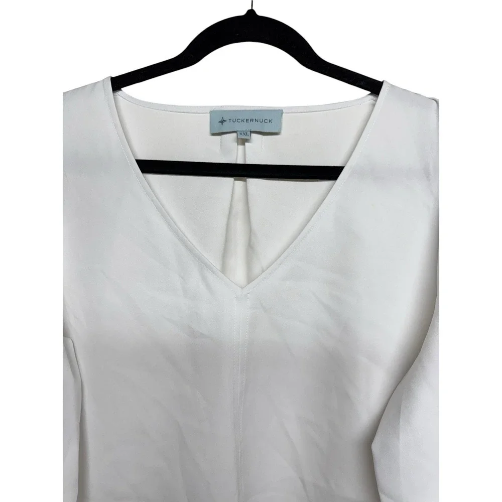 Tuckernuck‎ Tetley Blouse Puff Sleeve Flowy Top Career Casual White Women's XXL